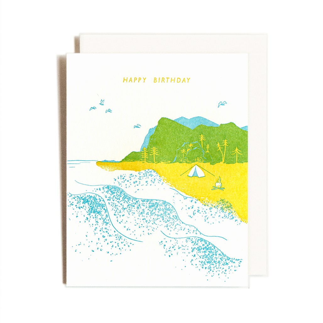 Beachy Birthday | Camping | Letterpress Card