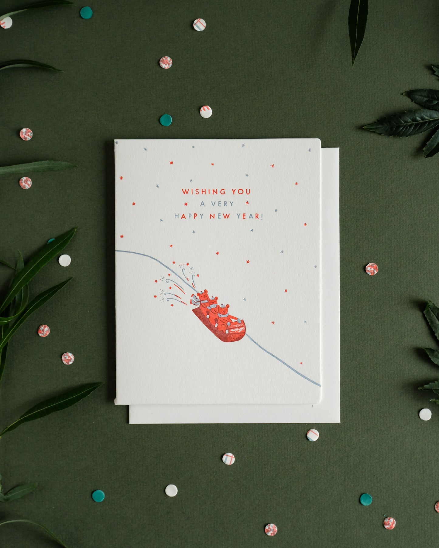 New Year Sled | Holiday | Letterpress Card