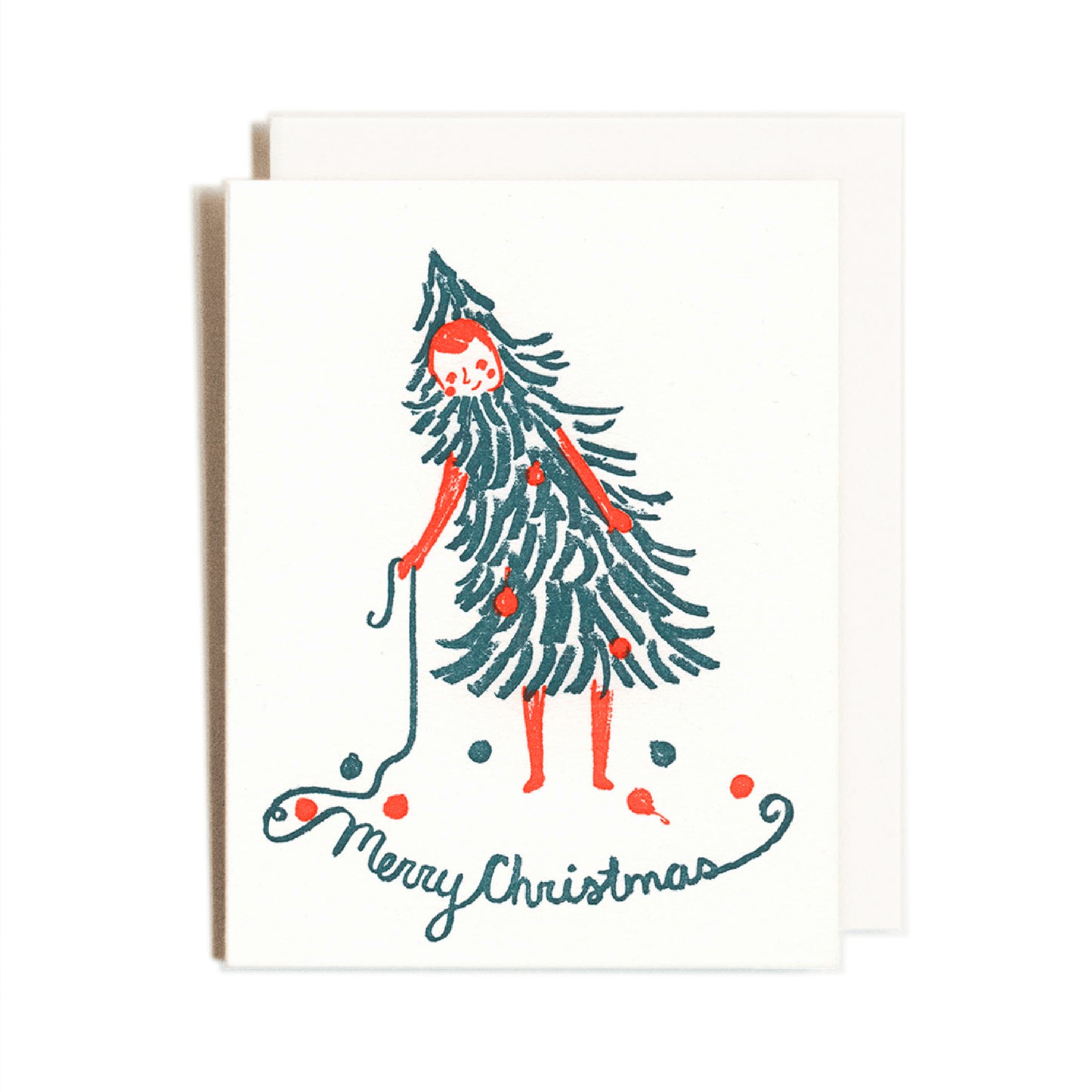 Christmas Girl / Person | Tree | Letterpress Card