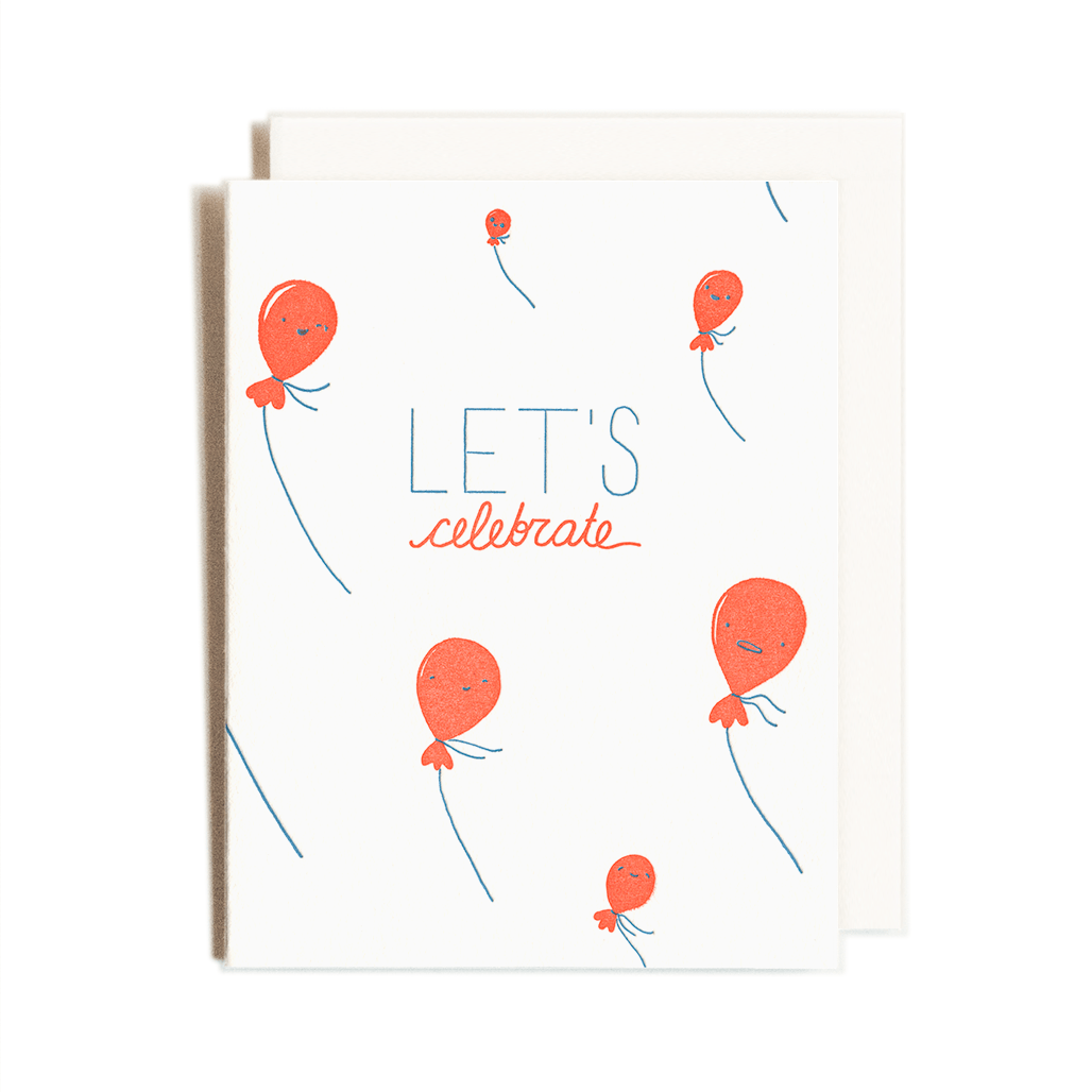 Let's Celebrate | Balloons | Letterpress Card