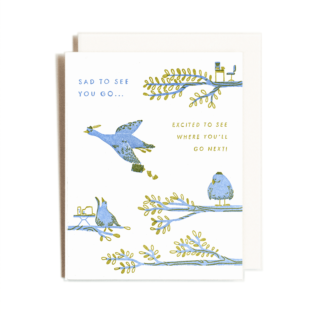 Sad to see you go | Goodbye | Letterpress Card
