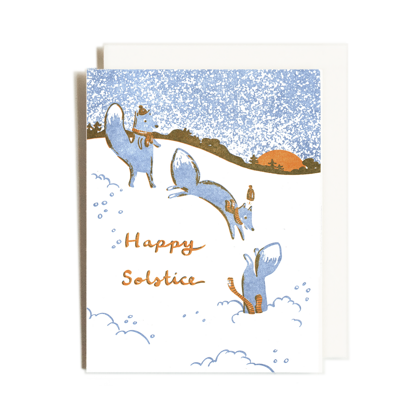 Solstice Foxes | Snow Holiday | Letterpress Card
