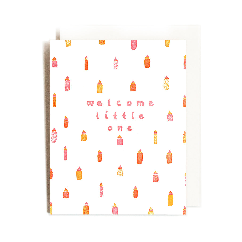 Welcome Little One Pink | Baby | Letterpress Card