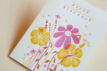 Flower Bunch Birthday Greeting Card