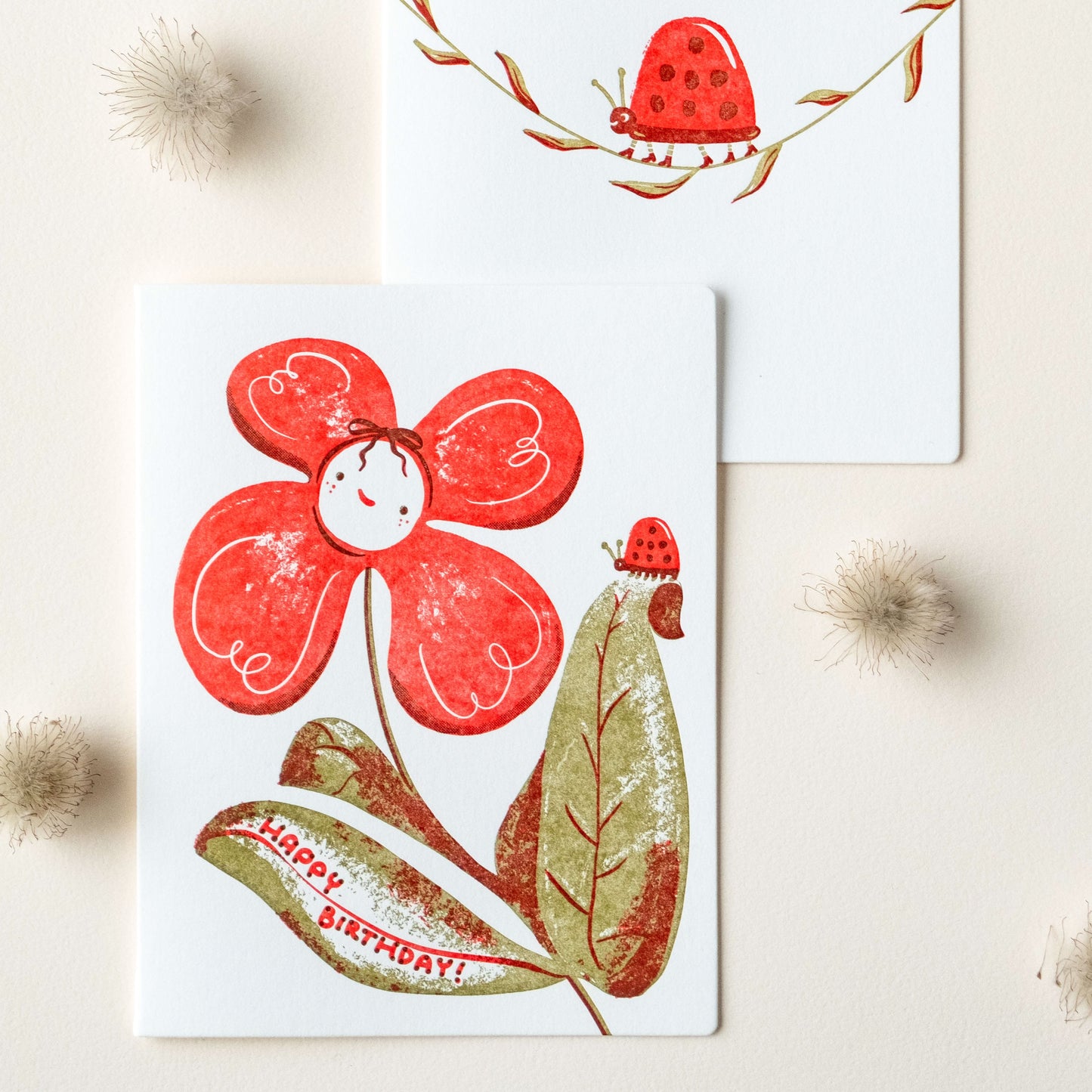 Birthday Flower Ladybug | Letterpress Card