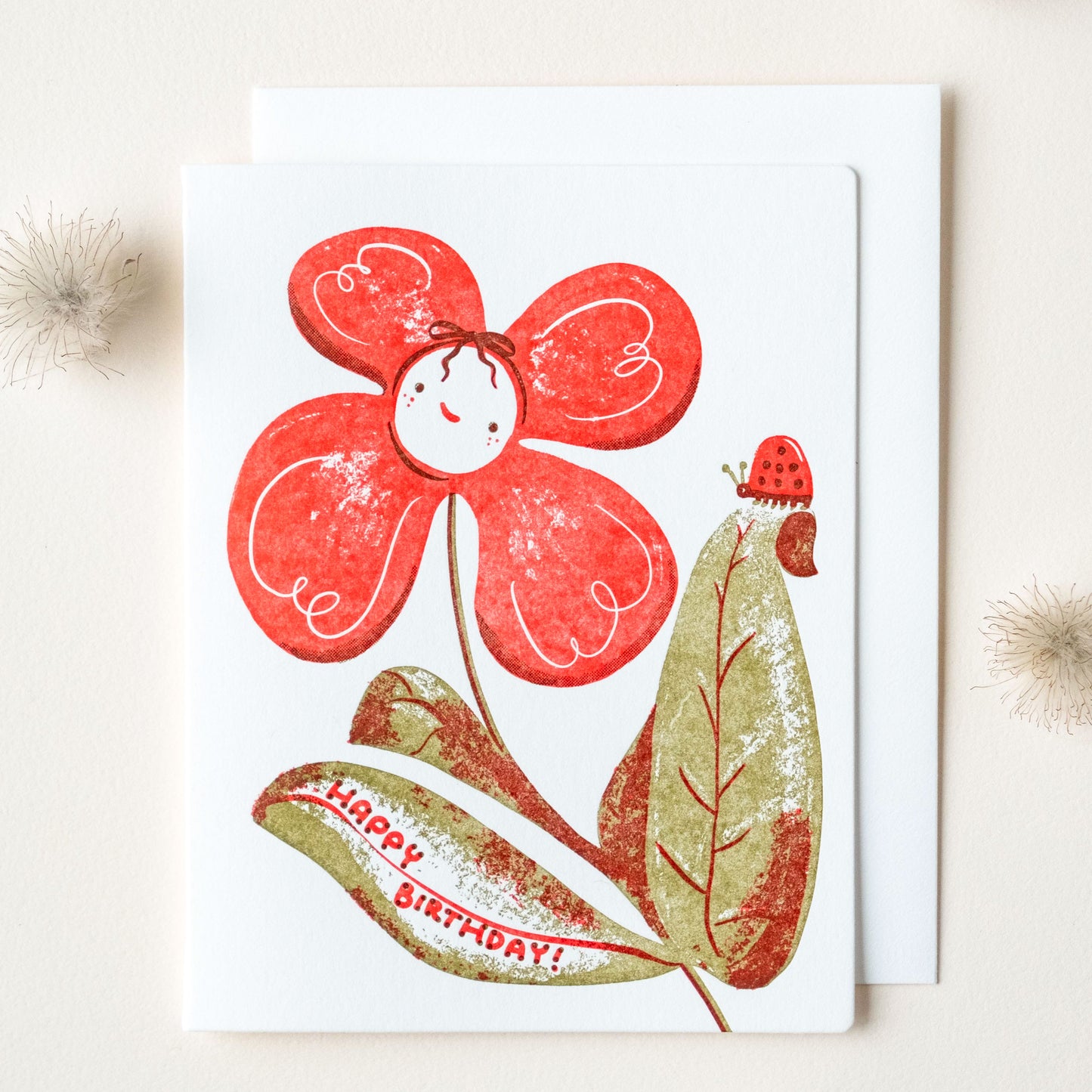 Birthday Flower Ladybug | Letterpress Card