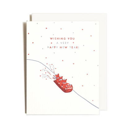 New Year Sled | Holiday | Letterpress Card