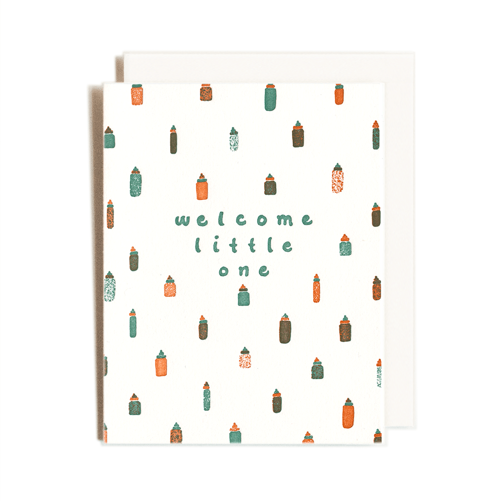 Welcome Little One Green | Baby | Letterpress Card