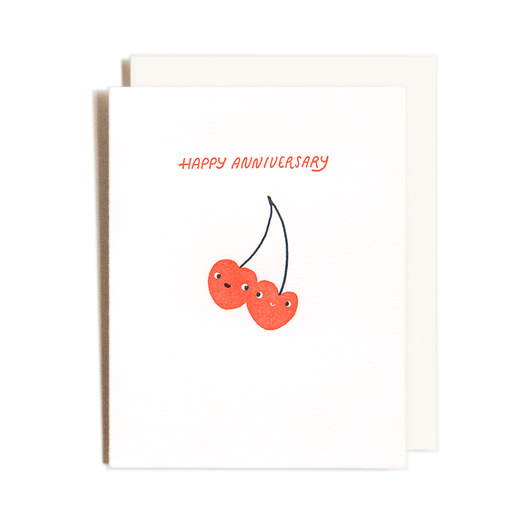 Anniversary Cherries | Cute Love | Letterpress Card