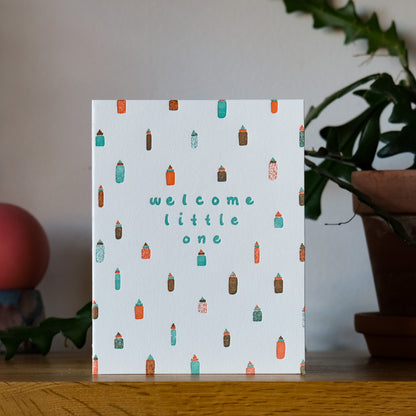 Welcome Little One - Green Greeting Card