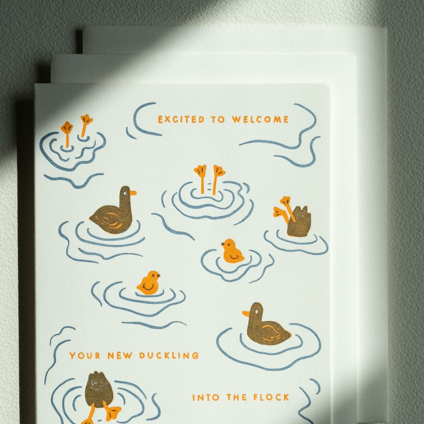 Duckling Flock | New Baby | Letterpress Card