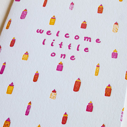 Welcome Little One - Pink Greeting Card