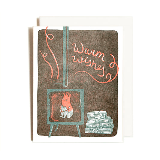 Fireplace Wishes | Cozy Creature | Letterpress Card