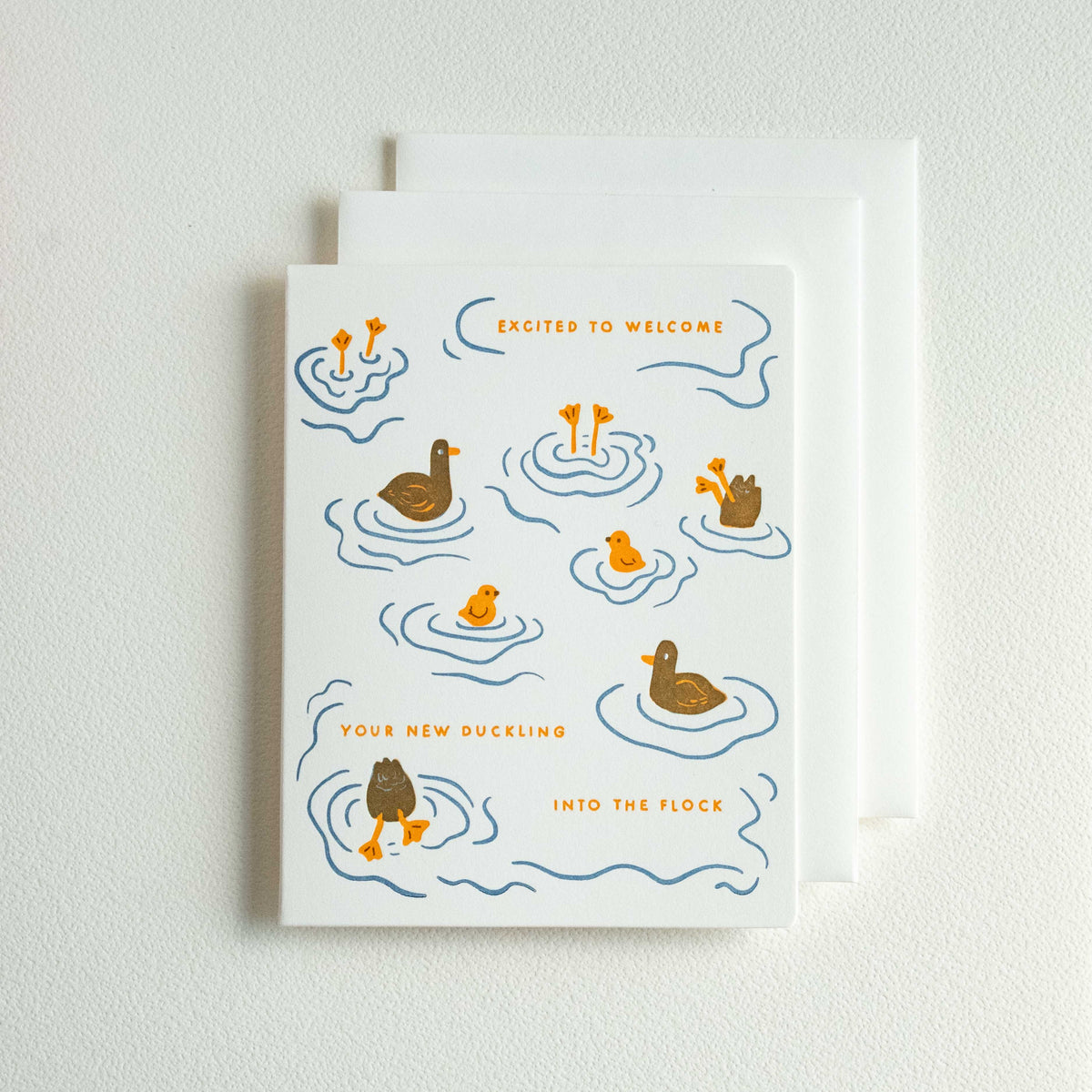 Duckling Flock | New Baby | Letterpress Card
