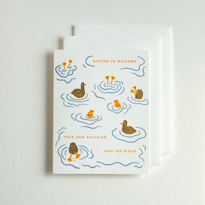 Duckling Flock | New Baby | Letterpress Card