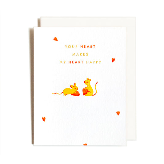 Happy Heart Mouse | Love | Letterpress Card