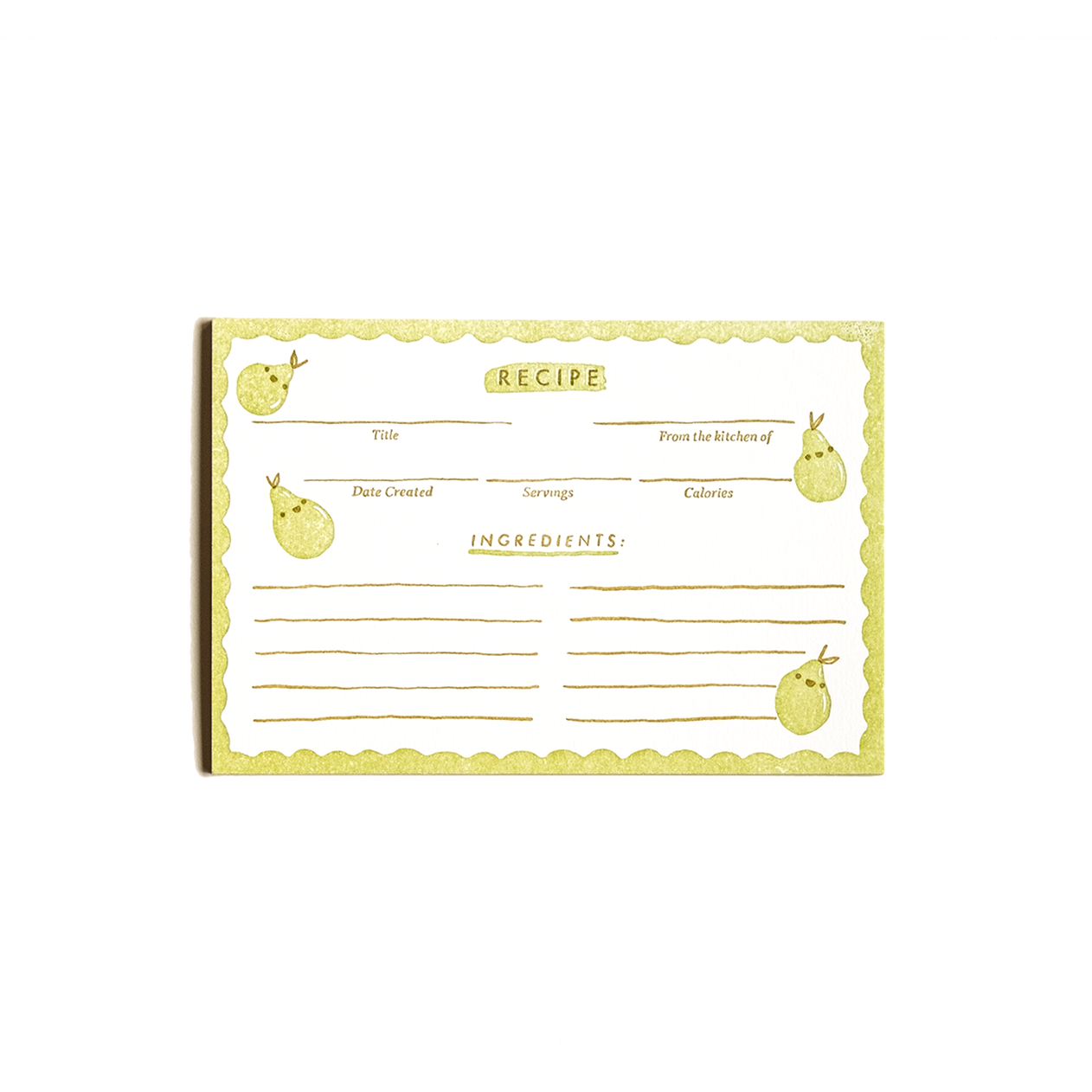 Pears | Letterpress Recipe Cards