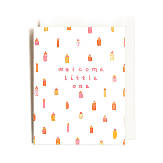 Welcome Little One Pink | Baby | Letterpress Card
