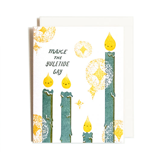 Yuletide Candles | Gay Holiday | Letterpress Card